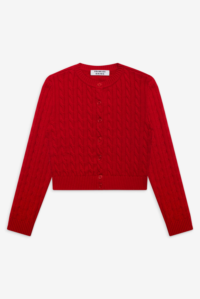 Dudley cable knit cardigan red heartstrings