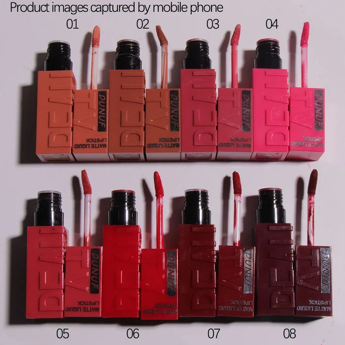 DUNUF 8-Color Matte Velvet Smooth Lip Gloss