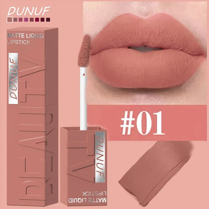 DUNUF 8-Color Matte Velvet Smooth Lip Gloss