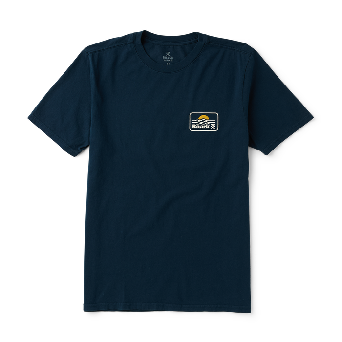 Roark navy adventure gear product RT1476 creatively displayed in an outdoor setting