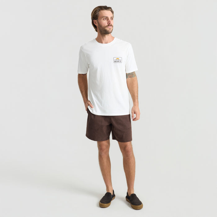 Roark Bermuda active boardshorts shown from the waist down, emphasizing a lightweight and versatile design ideal for adventure and travel.