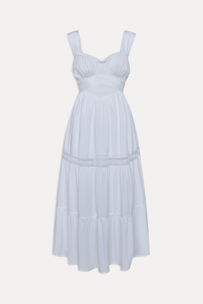 Eden Ruffle Maxi Dress White