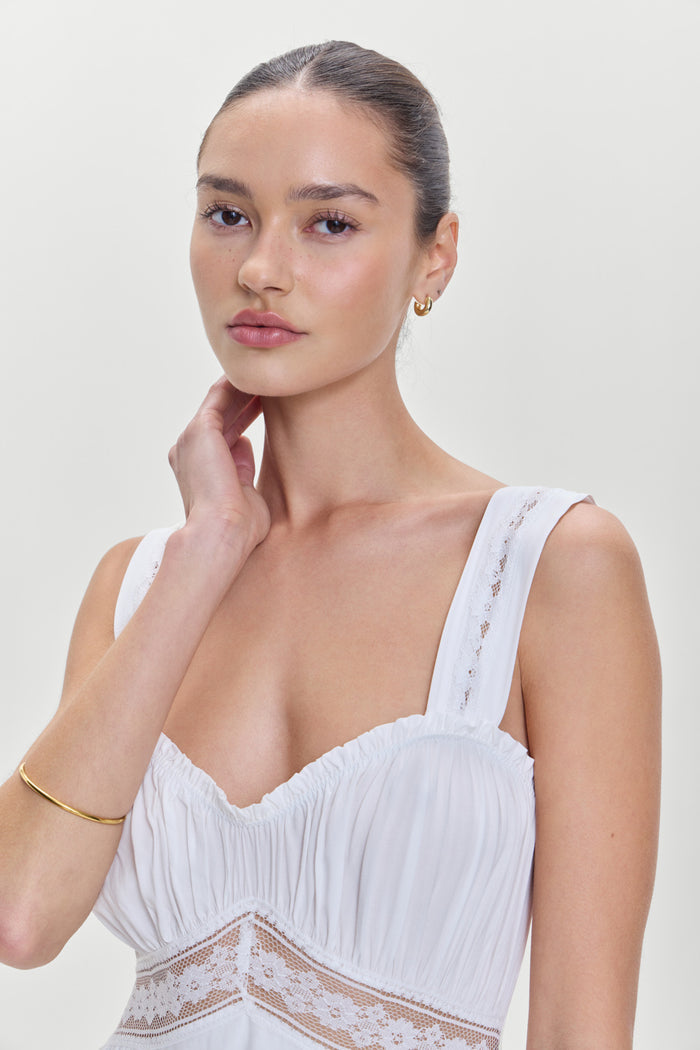 Eden Ruffle Maxi Dress White