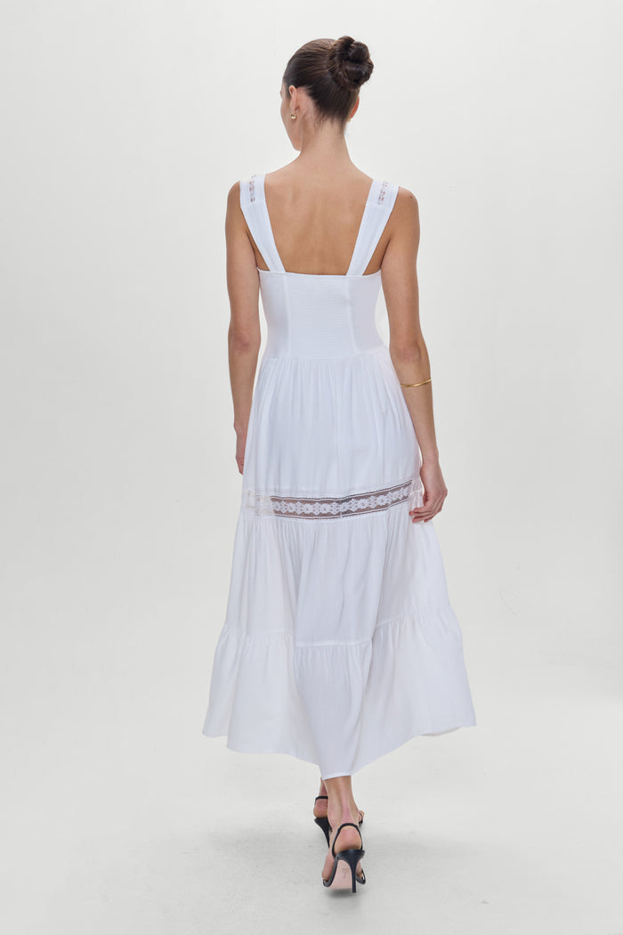 Eden Ruffle Maxi Dress White