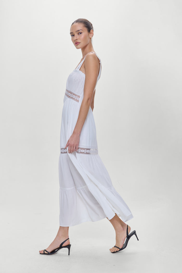 Eden Ruffle Maxi Dress White