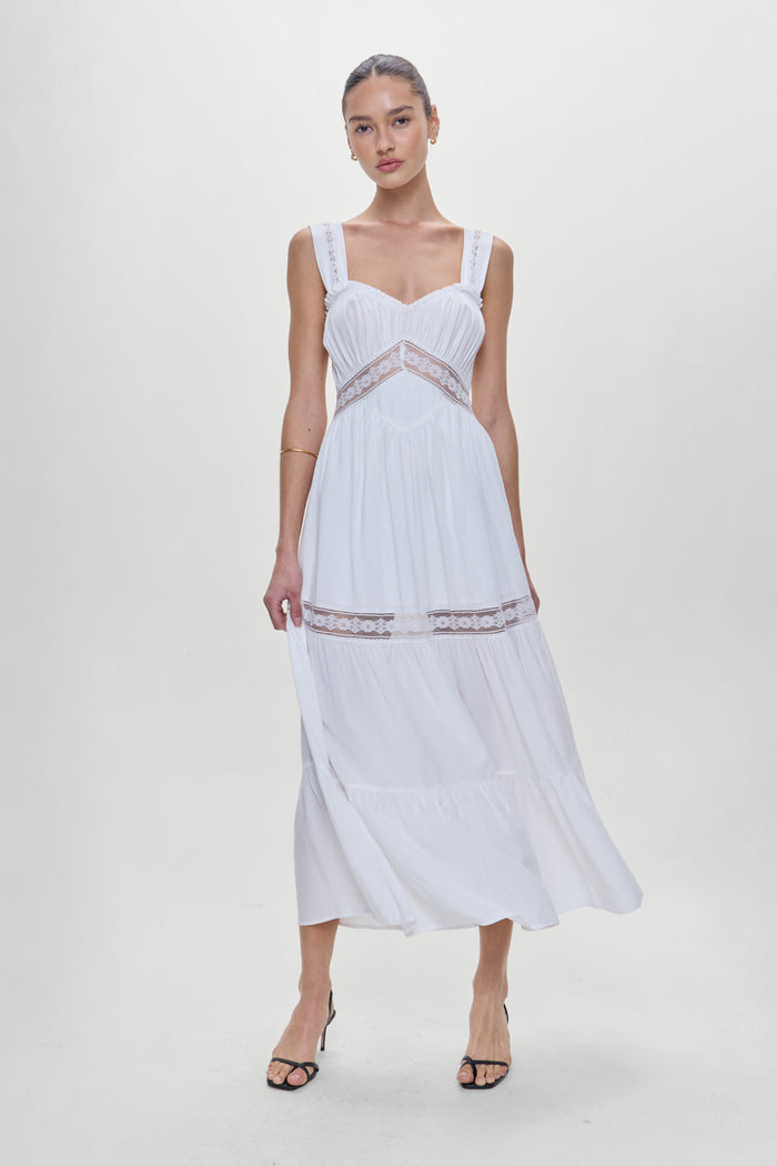 Eden Ruffle Maxi Dress White