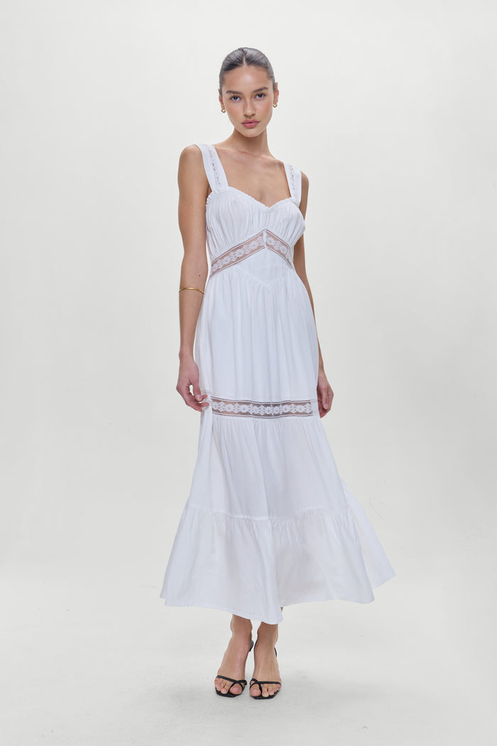 Eden Ruffle Maxi Dress White
