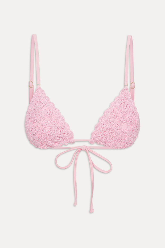 Elena Crochet Shine Bikini Top - Blush