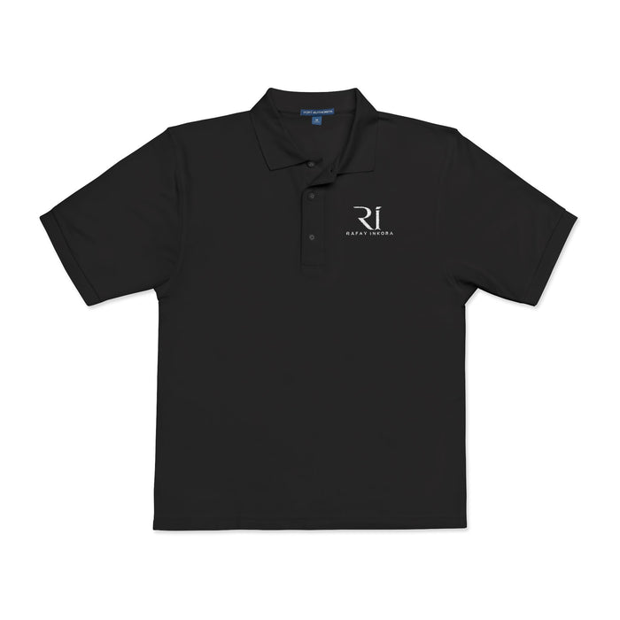 Embroidered 'R1' Logo Polo Shirt — Classic Black Corporate Golf Polo