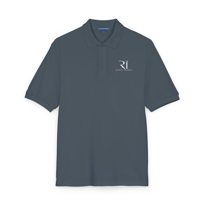 Embroidered 'R1' Logo Polo Shirt — Classic Black Corporate Golf Polo