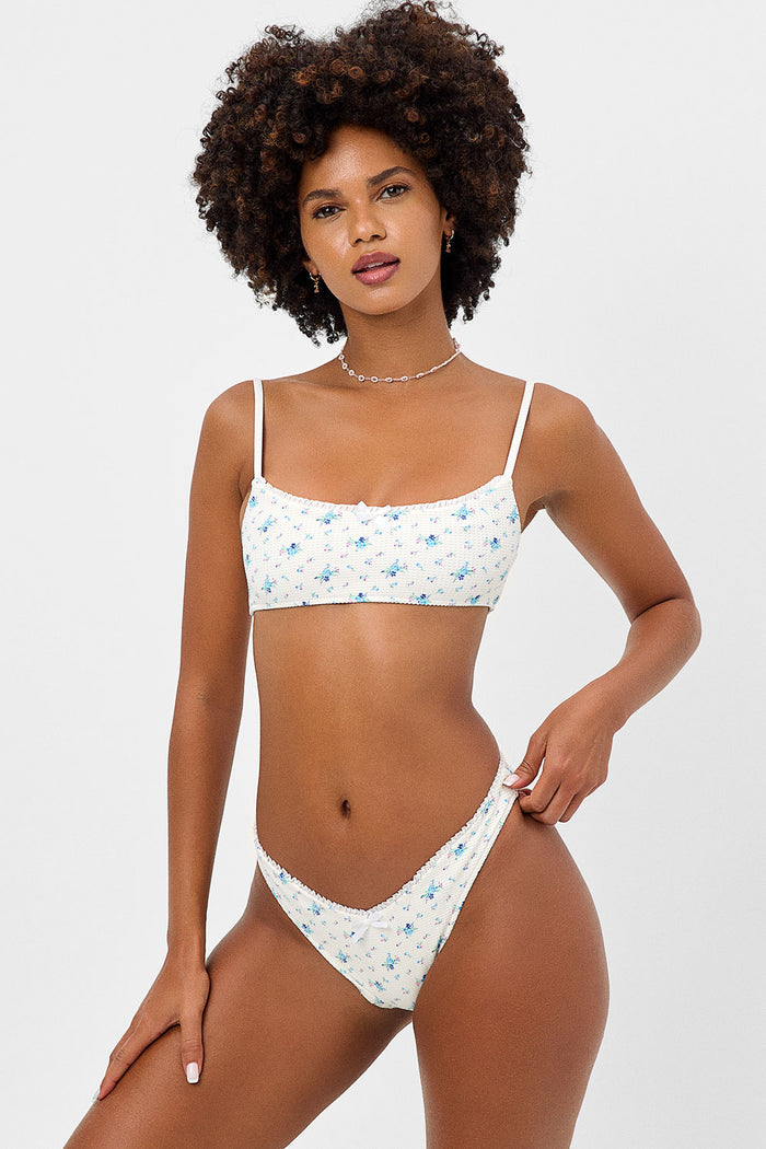 Enzo Waffle Night Lily Floral Cheeky Bikini Bottom