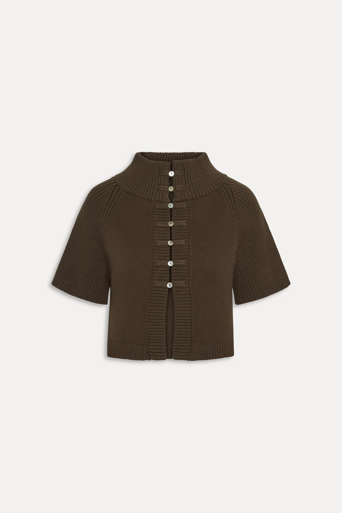 Everett Knit Cotton Cape - Chocolate Brown