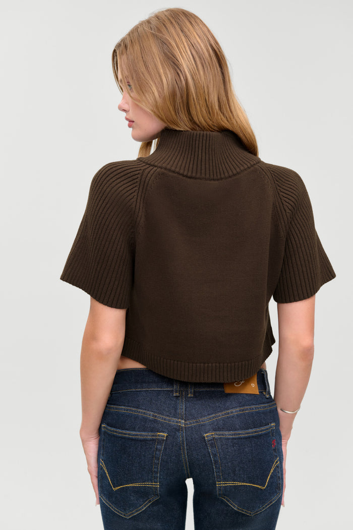 Everett Knit Cotton Cape - Chocolate Brown