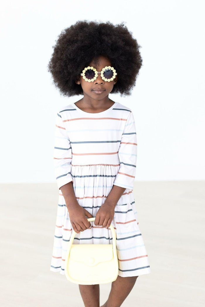 (S) Fall Stripes 3/4 Sleeve Pocket Twirl Dress-Mila & Rose ®