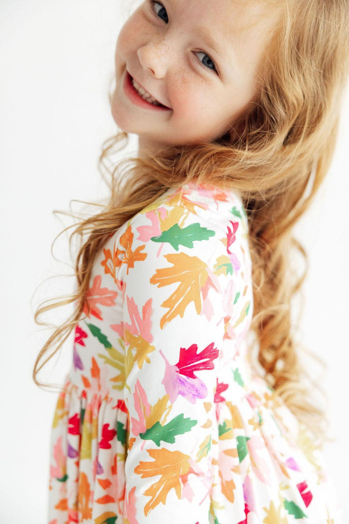 Falling Leaves 3/4 Sleeve Pocket Twirl Dress-Mila & Rose ®