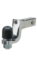 Black Rubber Tethered Ball Cover on Chrome 2-5/16" Hitch Ball - Side Angle | United RV Parts