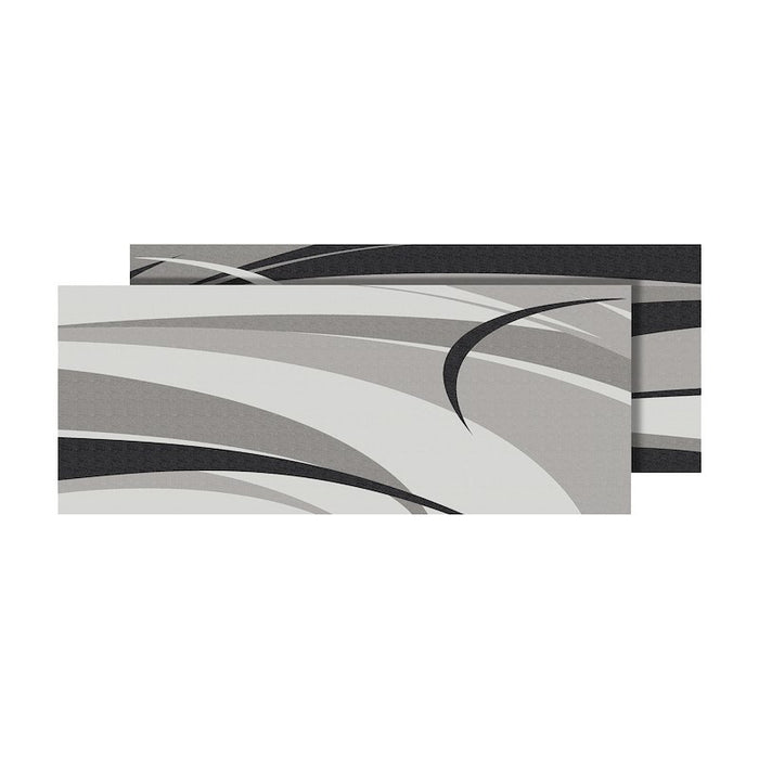 Black Grey Summer Waves Pattern Outdoor Patio Mat - Top View | United RV Parts