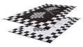 Black & White Finish Line RV Patio Mat 6x9 - Both Sides Shown | United RV Parts