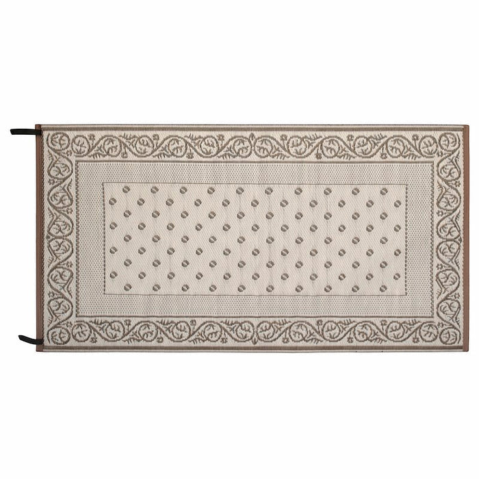 Beige Faulkner Vineyard RV Patio Mat 9x12 - Cream Reverse Side Flat Lay | United RV Parts