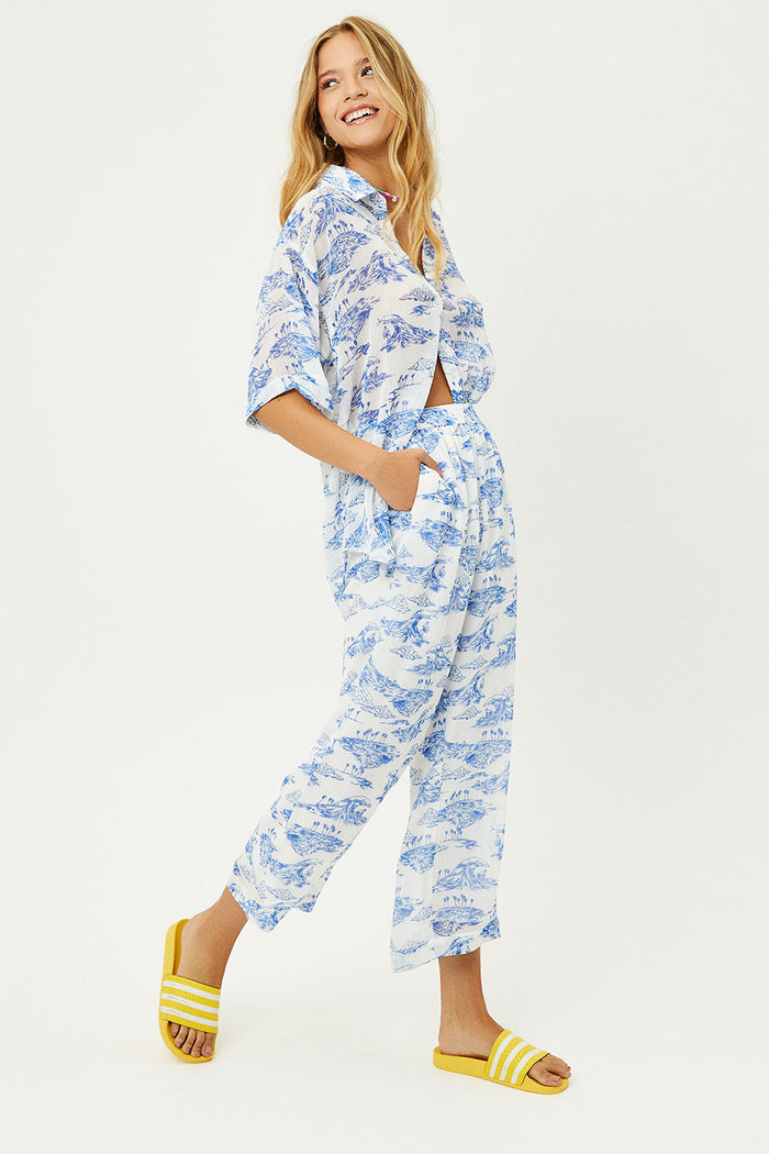 fifi chiffon surfer dude button up shirt