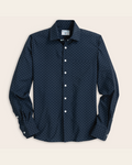 Navy shirt with white polka dots