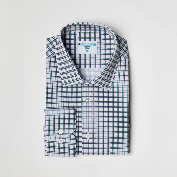 FINAL SALE: Range Shirt - White w/ Green and Purple Check (No Returns and Exchanges)