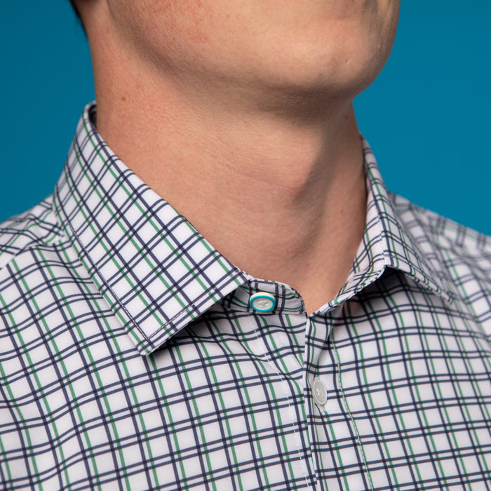 FINAL SALE: Range Shirt - White w/ Green and Purple Check (No Returns and Exchanges)