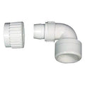 White PVC 1/2 in. PEX x FPT Elbow Fitting with Nut - Disassembled View | United RV Parts