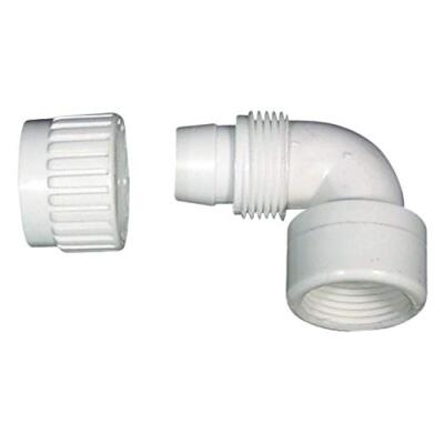 White PVC 1/2 in. PEX x FPT Elbow Fitting with Nut - Disassembled View | United RV Parts