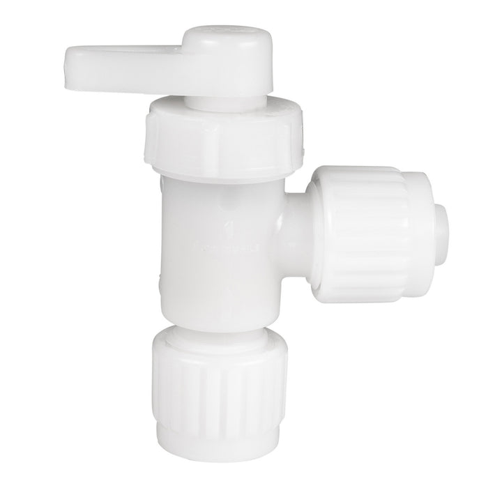 White Plastic 1/2" Low Point Drain Valve - Side Profile View | United RV Parts