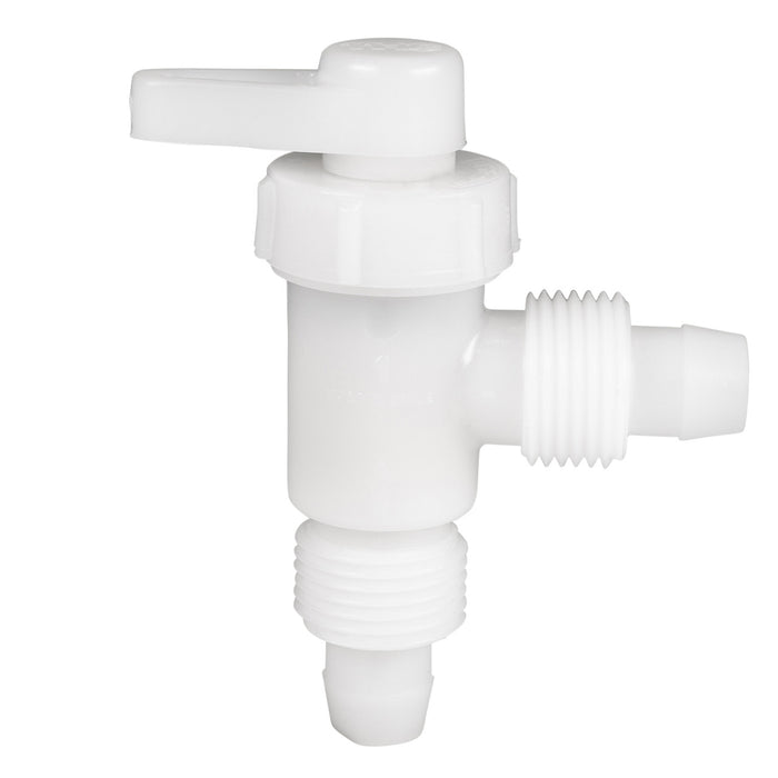 White Flair-It Drain Valve 06884 Without Cap - Side Profile View | United RV Parts