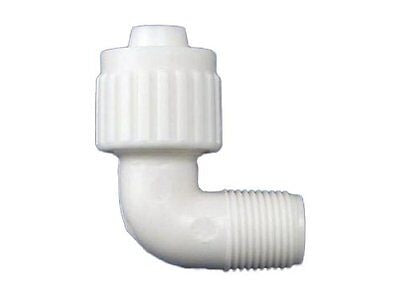 White Flair-It 1/2" x 3/8" MPT Male Elbow RV Plumbing Fitting - Front View | United RV Parts