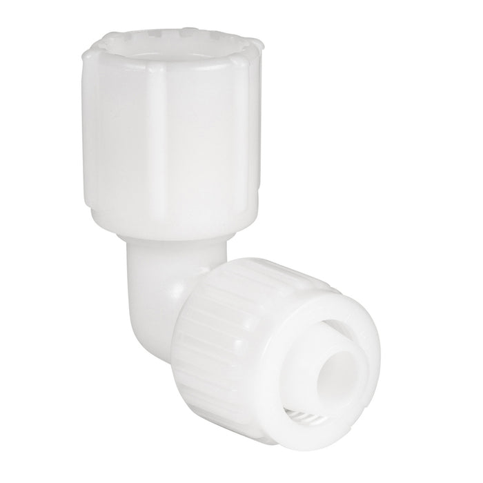 Flair-It 1/2" PEX x 1/2" FPT Swivel Elbow 06816 - 3/4 Angle View with Cap | United RV Parts