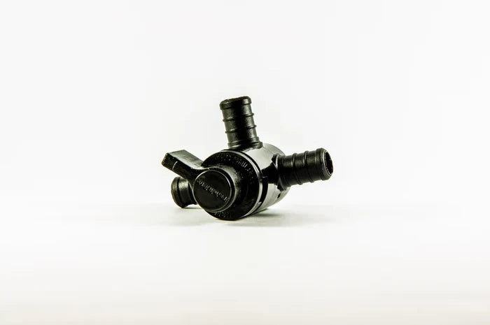 Black Flair-It EcoPoly 1/2" Barb 3-Way Bypass Valve 29910 RV Plumbing Fitting - Profile View | United RV Parts