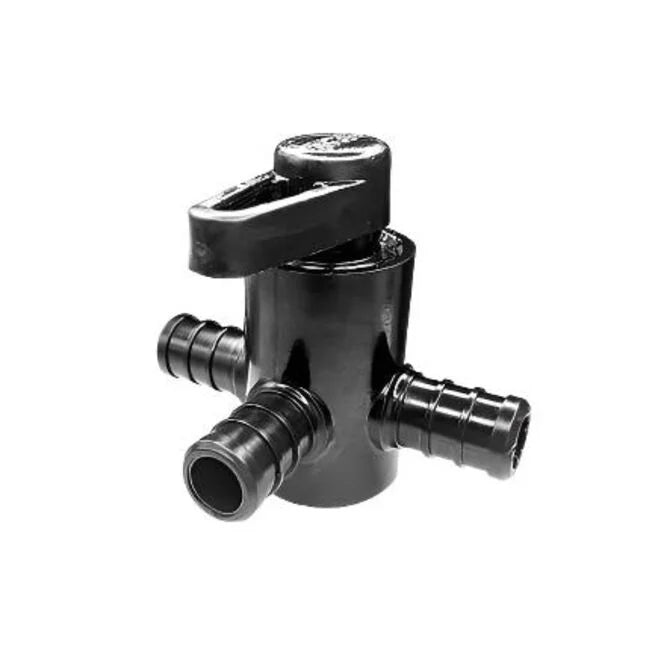 Black Plastic Flair-It EcoPoly 1/2" FPT Swivel Bypass Valve 29915 - Front Angle | United RV Parts