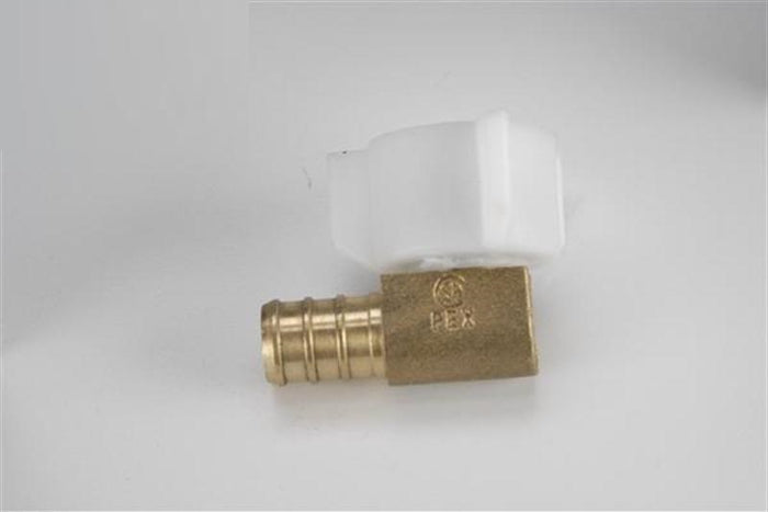 Flair-It 51198 RV PEX Plumbing Swivel Elbow - Brass Barb Detail with PEX Stamp, Close-Up | United RV Parts