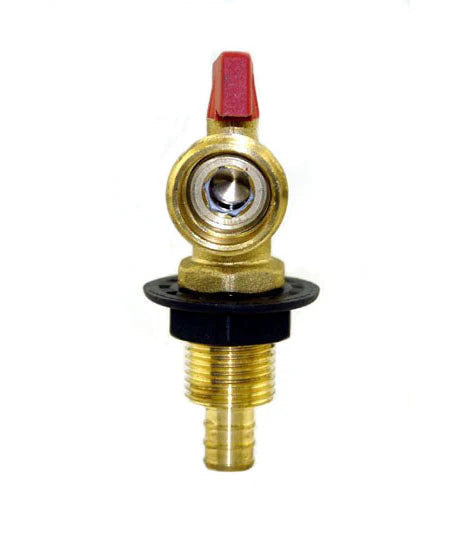 Brass Flair-It PEX 1/2" Washing Machine Valve Red Handle Front View - RV Plumbing Fitting | United RV Parts
