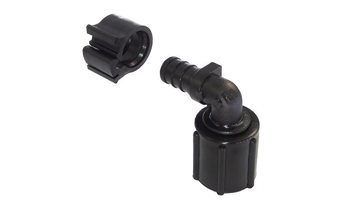 Black Flair-It PEXLOCK 30816 Swivel Elbow with Clip Ring Disassembled - Components View | United RV Parts