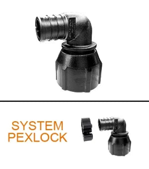Flair-It System PEXLOCK 1/2" Female Swivel Elbow Fitting - Product Overview Graphic | United RV Parts