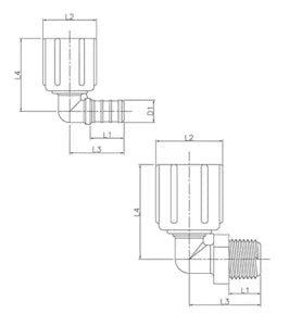 Flair-It PEXLOCK 1/2" PEX Swivel Elbow Technical Dimension Diagram - Engineering Drawing | United RV Parts