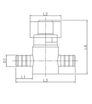 Flair-It PEXLOCK 1/2" Straight Stop Valve Technical Drawing with Dimensions | United RV Parts