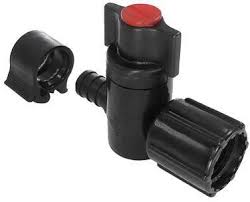 Black Plastic PEX Manifold Valve with Red Hot Side Button - Angled View | United RV Parts