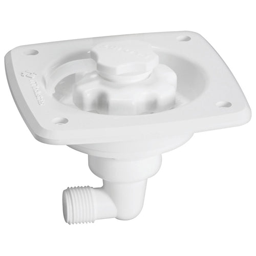 White FloJet City Water Inlet 1750-145A with Built-In Check Valve - Angled View | United RV Parts