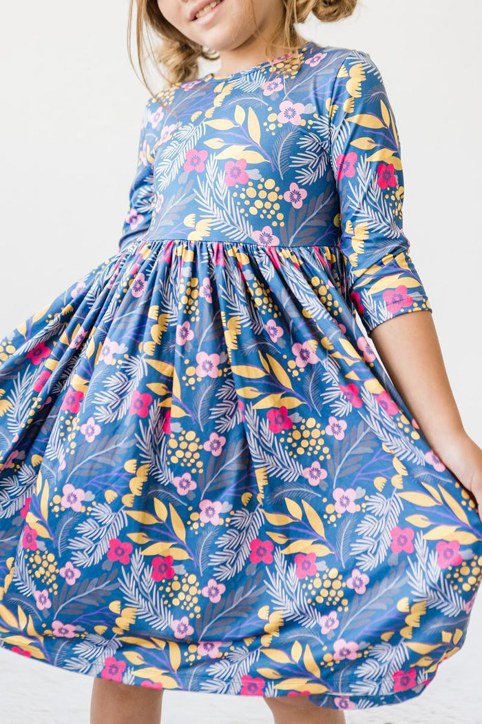Flora 3/4 Sleeve Pocket Twirl Dress-Mila & Rose ®
