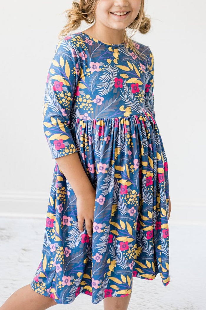 Flora 3/4 Sleeve Pocket Twirl Dress-Mila & Rose ®