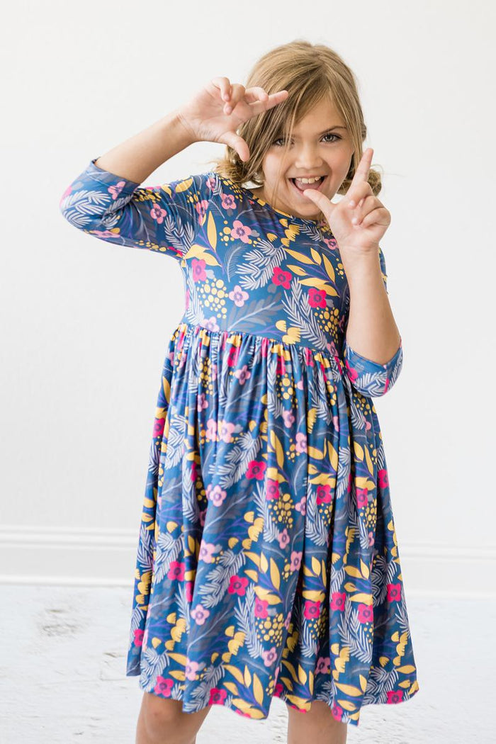 Flora 3/4 Sleeve Pocket Twirl Dress-Mila & Rose ®