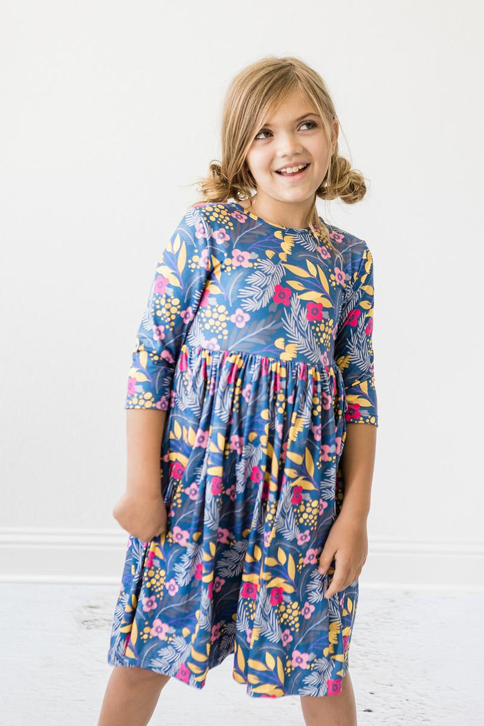 Flora 3/4 Sleeve Pocket Twirl Dress-Mila & Rose ®
