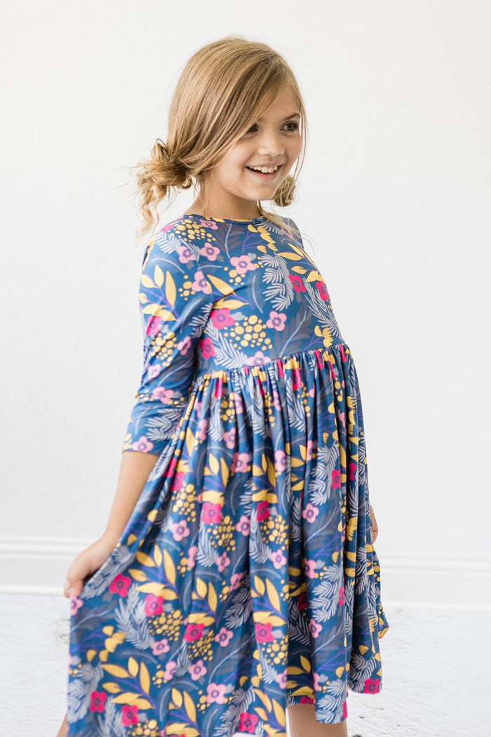 Flora 3/4 Sleeve Pocket Twirl Dress-Mila & Rose ®