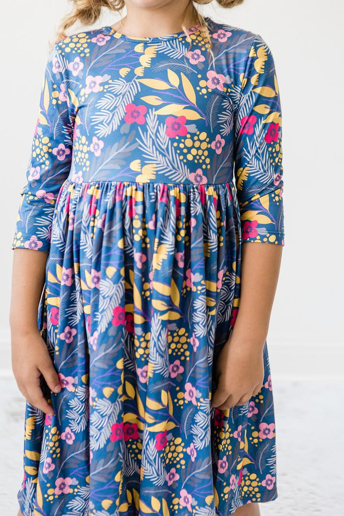 Flora 3/4 Sleeve Pocket Twirl Dress-Mila & Rose ®