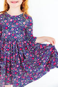 (S) Flower Farm 3/4 Sleeve Pocket Twirl Dress-Mila & Rose ®
